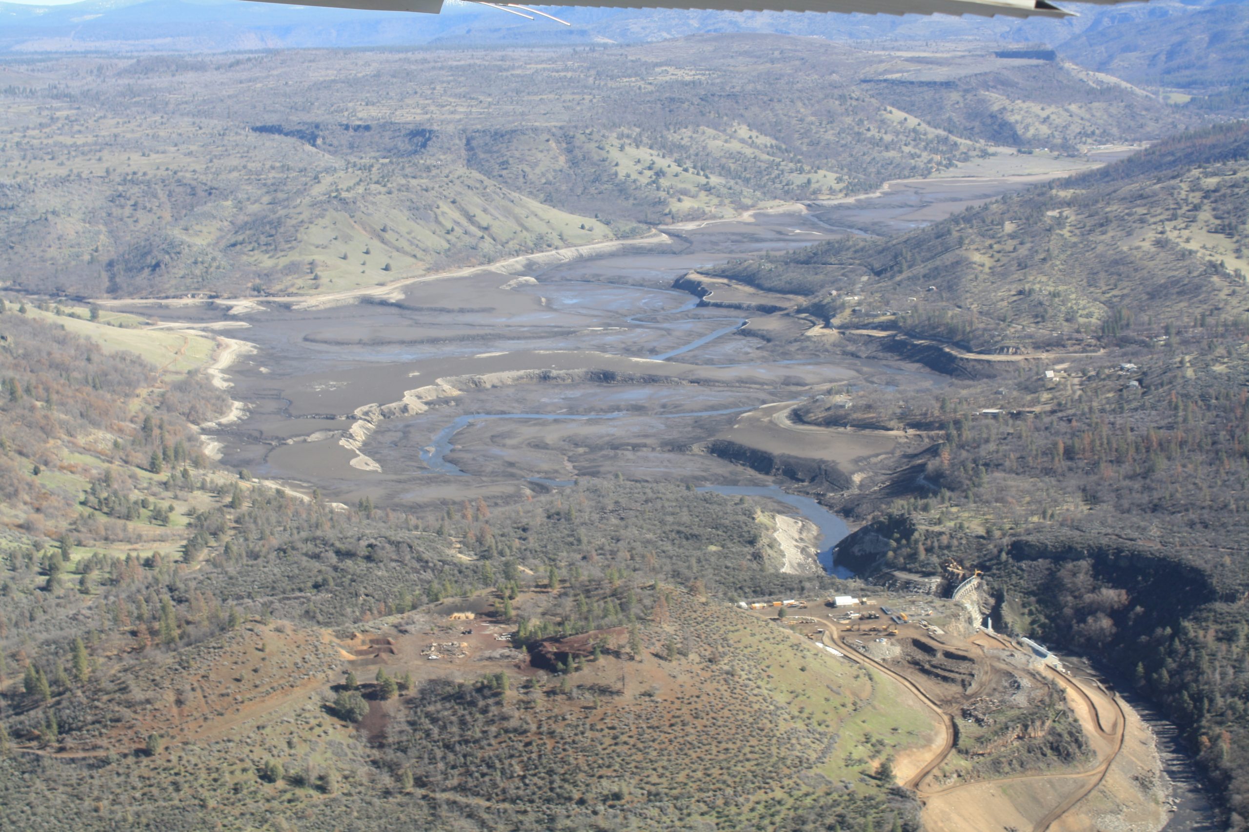 Copco 1 Dam on the Klamath River being removed as seen from a LightHawk flight earlier this year.